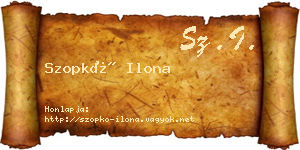 Szopkó Ilona névjegykártya
